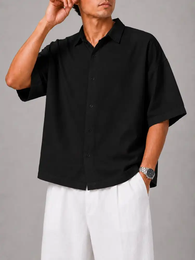 Men-Lyocell-Shirt-Black-heroshoop.webp پیراهن مردانه پارچه لایوسل / رنگ مشکی - تصویر 1