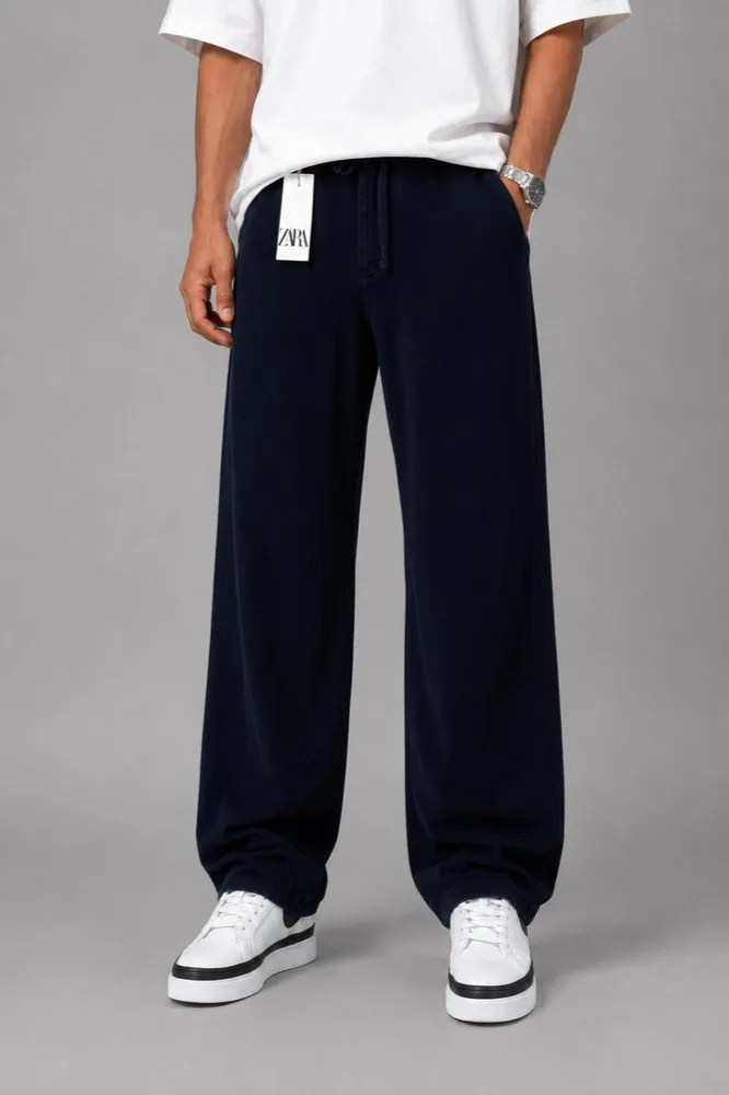 Men-baggy-style-fabric-pants-Lyocell-fabric-navy-blue-heroshoop.webp شلوار پارچه ای مردانه قواره بگ استایل / پارچه لیوسل / سرمه ای - تصویر 1