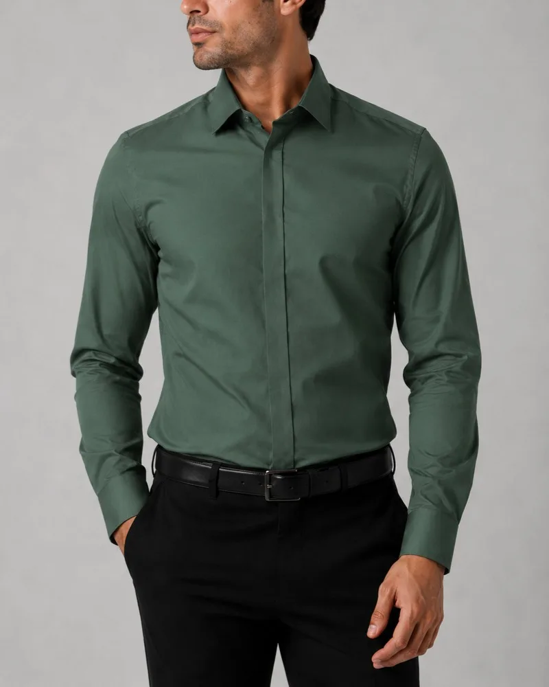 Men-formal-jade-green-shirt-with-hidden-buttons-heroshoop.webp پیراهن مردانه رسمی سبز یشمی دکمه مخفی - تصویر 1