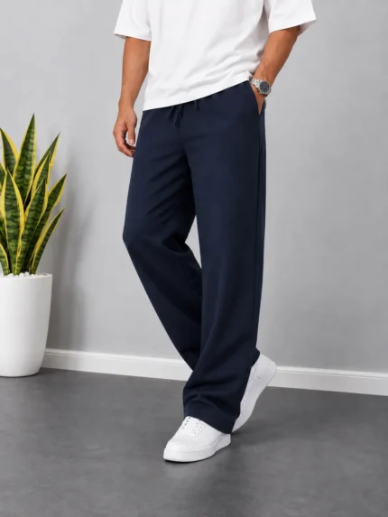 Natural-Lyocell-Fabric-Slim-Fit-Trousers-Length-110-Navy-Blue-heroshoop.com-view1.webp
