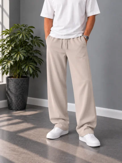 Natural-Lyocell-Semi-Baggy-Fit-Trousers-Length-110-Khaki-heroshoop.com-view1.webp