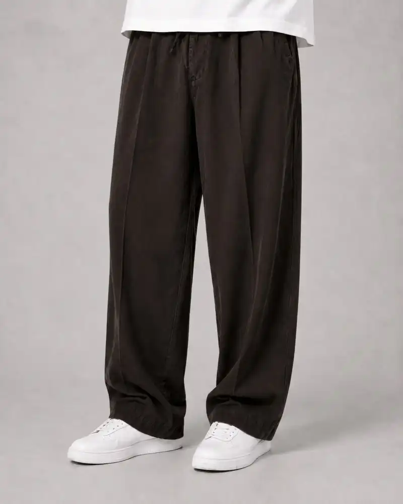 Natural-Lyocell-fabric-half-bag-pants-long-length-108-brown-color-with-cocoon-heroshoop.webp شلوار پارچه ای نیم بگ پارچه لایوسل طبیعی / قد بلند ۱۰۸ / رنگ قهوه ای پیله دار - تصویر 1