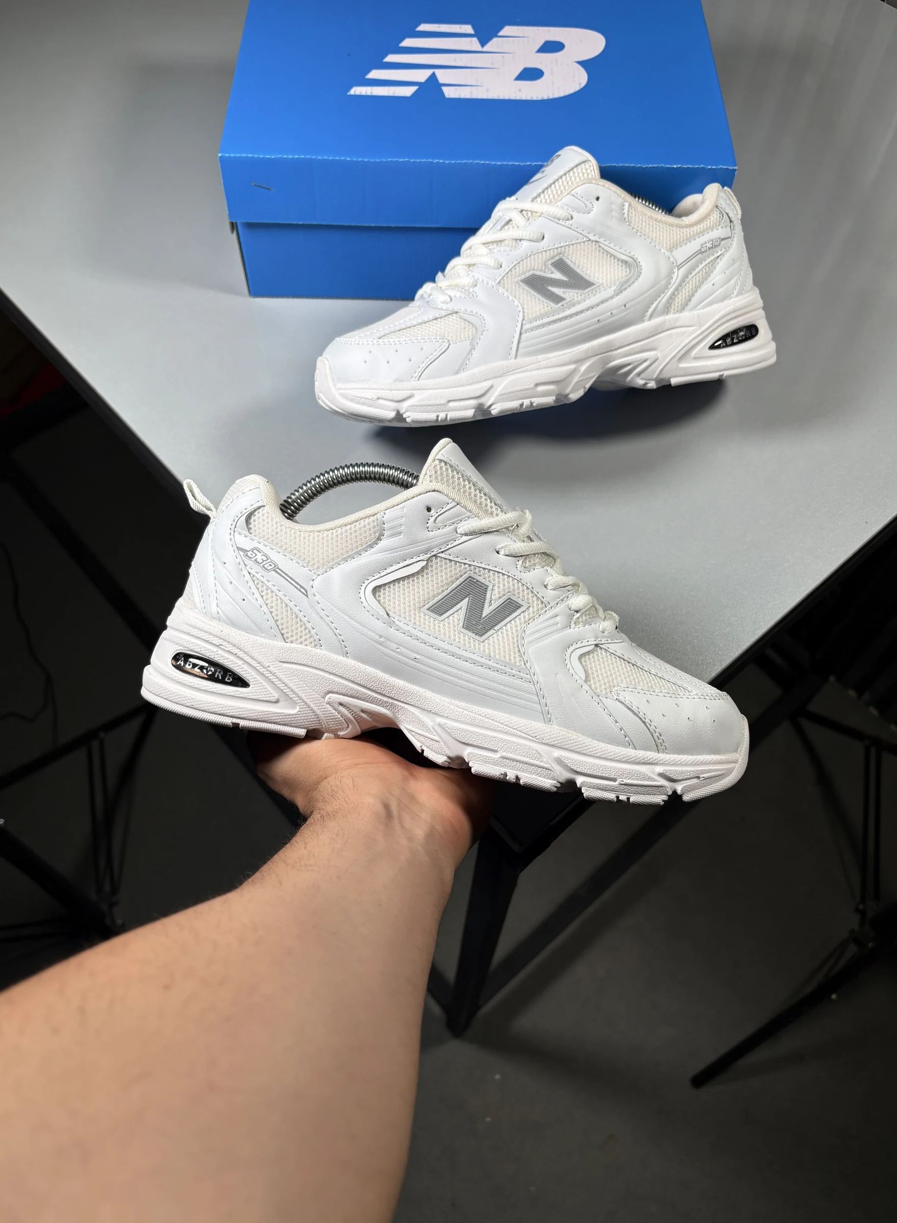 New Balance 530 large size comfort and running shoes, size 37 to 47 all white www.heroshoop.com view 2 New-Balance-530-large-size-comfort-and-running-shoes-size-37-to-47-all-white-www.heroshoop.com-view-2.webp
