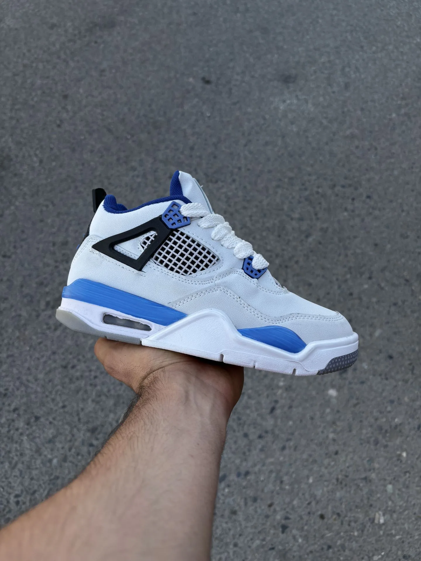 Nike-Jordan-4-White-Blue-Sneakers-heroshoop.webp کتونی نایک جردن فور / سفید آبی / کد 415 - تصویر 1