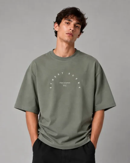 Premium-Cotton-T-Shirt-Makan-Street-Scene-Print-Dark-Green-heroshoop.com-View-1.webp