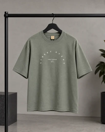 Premium-Cotton-T-Shirt-Makan-Street-Scene-Print-Dark-Green-heroshoop.com-View-2.webp
