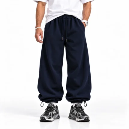 Unisex-Sporty-Baggy-Style-Joggers-Premium-3-Thread-Cotton-Fabric-Length-110-cm-Color-Navy-Blue-Code-8005-www.heroshoop.com-View-1.webp