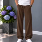 شلوار پارچه ای مردانه لایوسل طبیعی / مام / رنگ قهوه ای سوخته / قد ۱۱۰