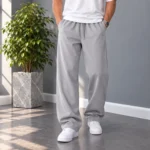 شلوار پارچه ای مردانه لیوسل طبیعی / نیم بگ / رنگ طوسی / قد ۱۱۰