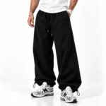Baggy-Joggers-3-thread-cotton-French-terry-Length-110-cm-Elastic-waistband-Adjustable-toggle-cuffs-Color-Black-Code-8001-www.heroshoop.com-view-1.webp