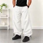 Baggy-style-jogger-pants-Dual-mode-cuffs-fitted-or-loose-3-thread-cotton-French-terry-White-With-cord-locks-www.heroshoop.com-view-1.webp