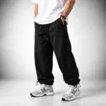 Baggy-style-joggers-3-thread-cotton-French-terry-fabric-Black-Dual-style-cuffs-fitted-or-loose-Code-8001-www.heroshoop.com-view-1.webp