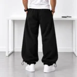 Baggy-style-joggers-3-thread-cotton-French-terry-fabric-Black-Dual-style-cuffs-fitted-or-loose-Code-8001-www.heroshoop.com-view-2-1.webp