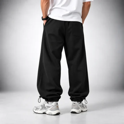 Baggy-style-joggers-3-thread-cotton-French-terry-fabric-Black-Dual-style-cuffs-fitted-or-loose-Code-8001-www.heroshoop.com-view-2.webp