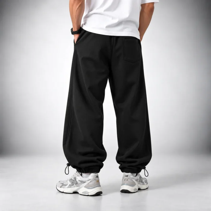 Baggy-style-joggers-3-thread-cotton-French-terry-fabric-Black-Dual-style-cuffs-fitted-or-loose-Code-8001-www.heroshoop.com-view-2.webp