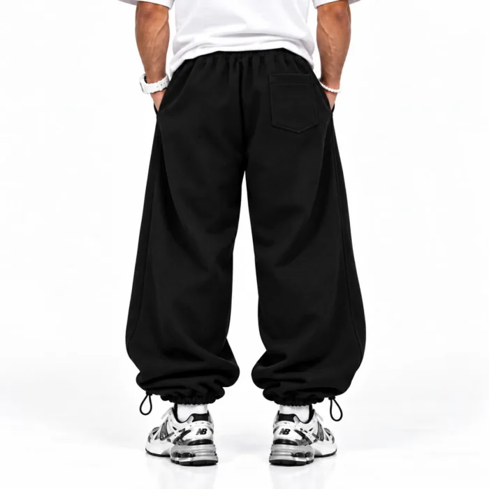 Unisex-Sport-Joggers-Black-Baggy-Style-3-Thread-Cotton-Fleece-Fleece-Lined-Length-110-cm-Elastic-Waist-Adjustable-Cuffs-with-Cord-Locks-Code-8001-www.heroshoop.com-View-2.webp