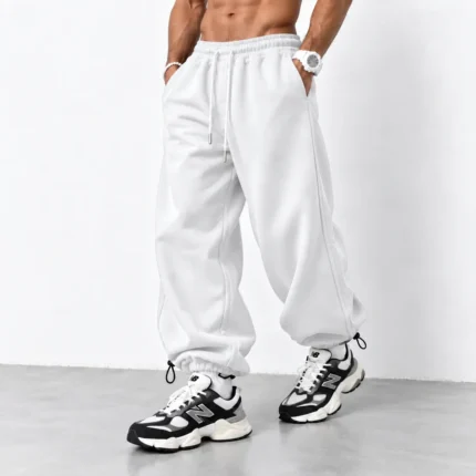 White-Baggy-Sport-Joggers-3-Thread-Cotton-French-Terry-Dual-Mode-Adjustable-Cuffs-www.heroshoop.com-view-1.webp